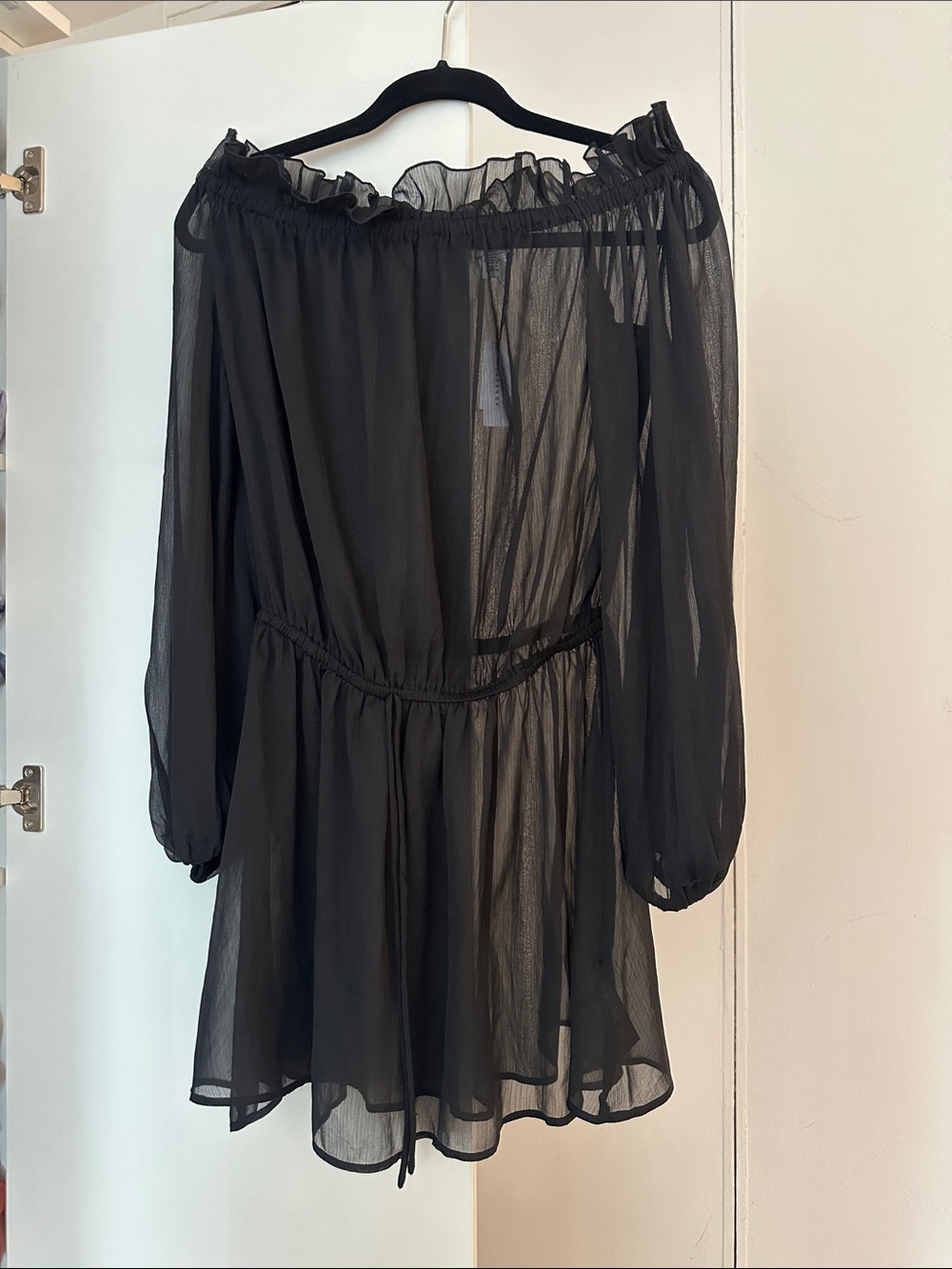 TOPSHOP Sheer Black Off-Shoulder Tunic / Cover Up NWT
